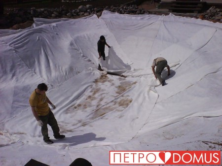 Монтаж водоёма из геомембраны HDPE