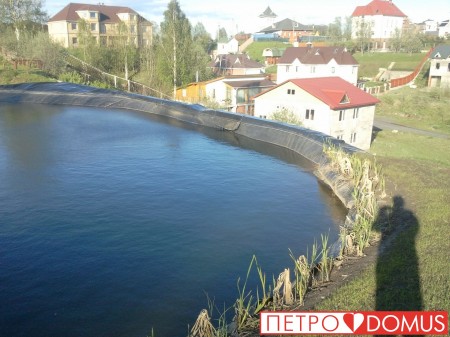 Организация карманов для растений в искусственных водоёмах из геомембраны